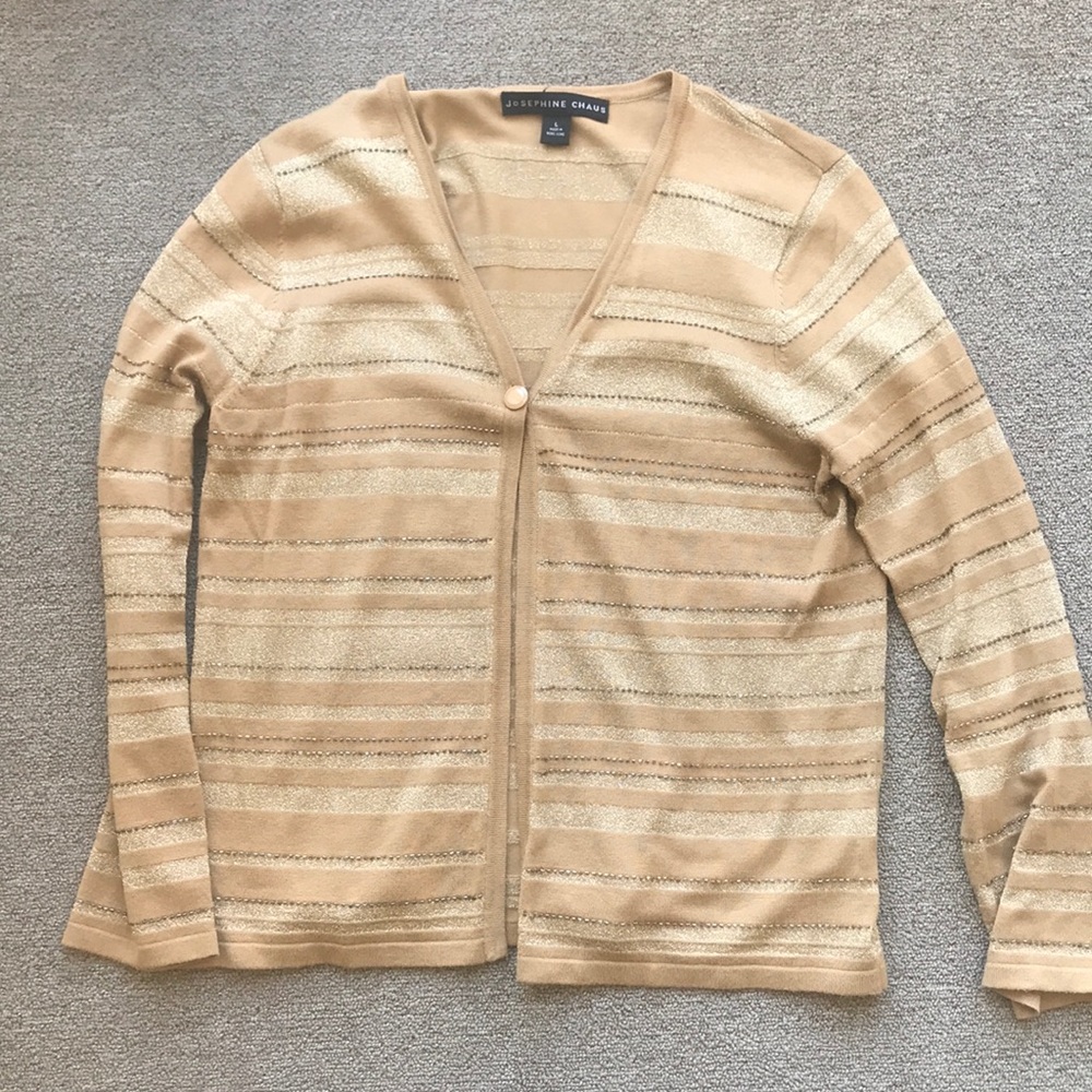 JOSEPHINE CHAUS GOLD BEADED SWEATER SIZE LARGE